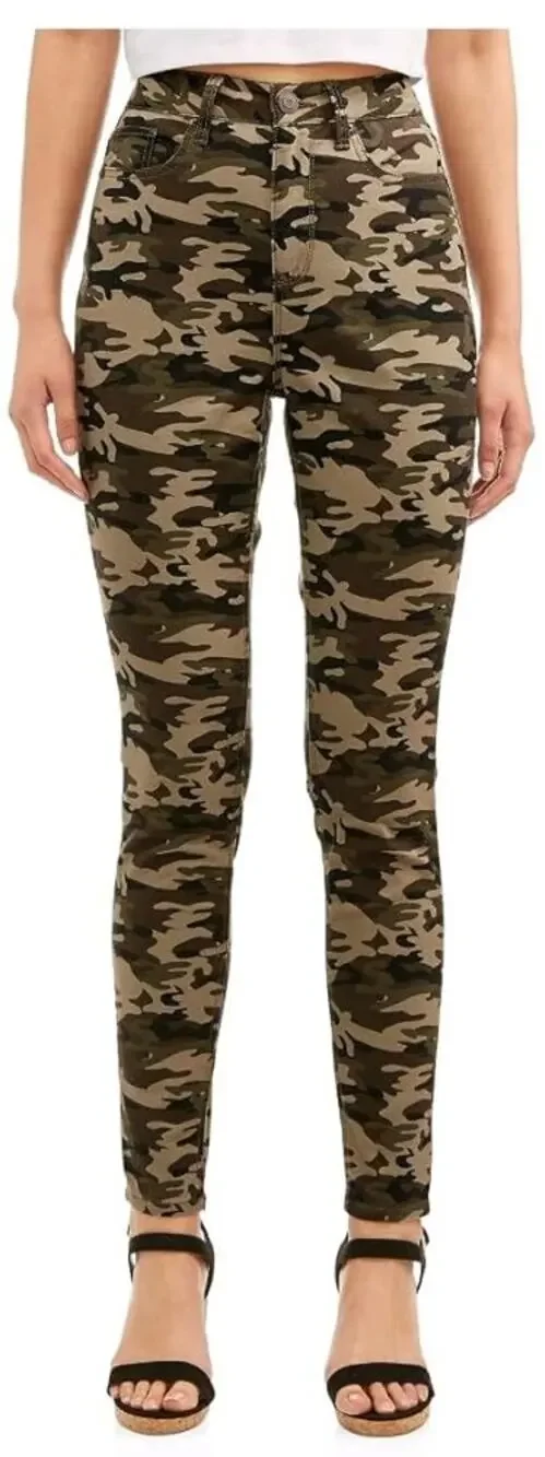 No Boundaries Green Camo Camouflage Denim High Rise Skinny Jeans Juniors Size 11